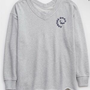 Aerie Grey V-Neck Oversized Crewneck